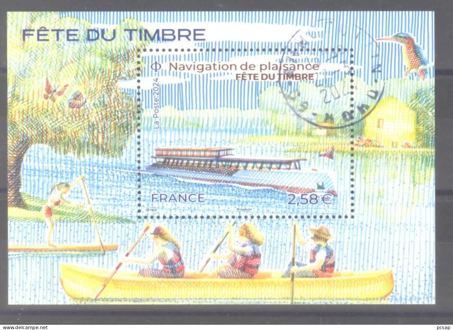 France Bloc Oblitéré "2024 - Fête Du Timbre - Navigation De Plaisance" (cachet Rond) - Usati