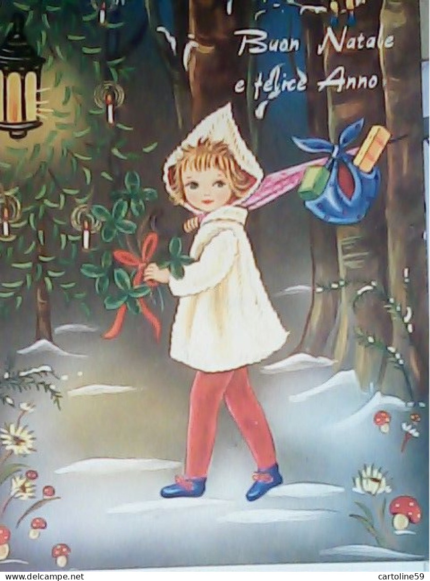 BUON NATALE BAMBINA FUNGO FUNGHI FUNGHETTI  V1965 JV6355 - Mushrooms