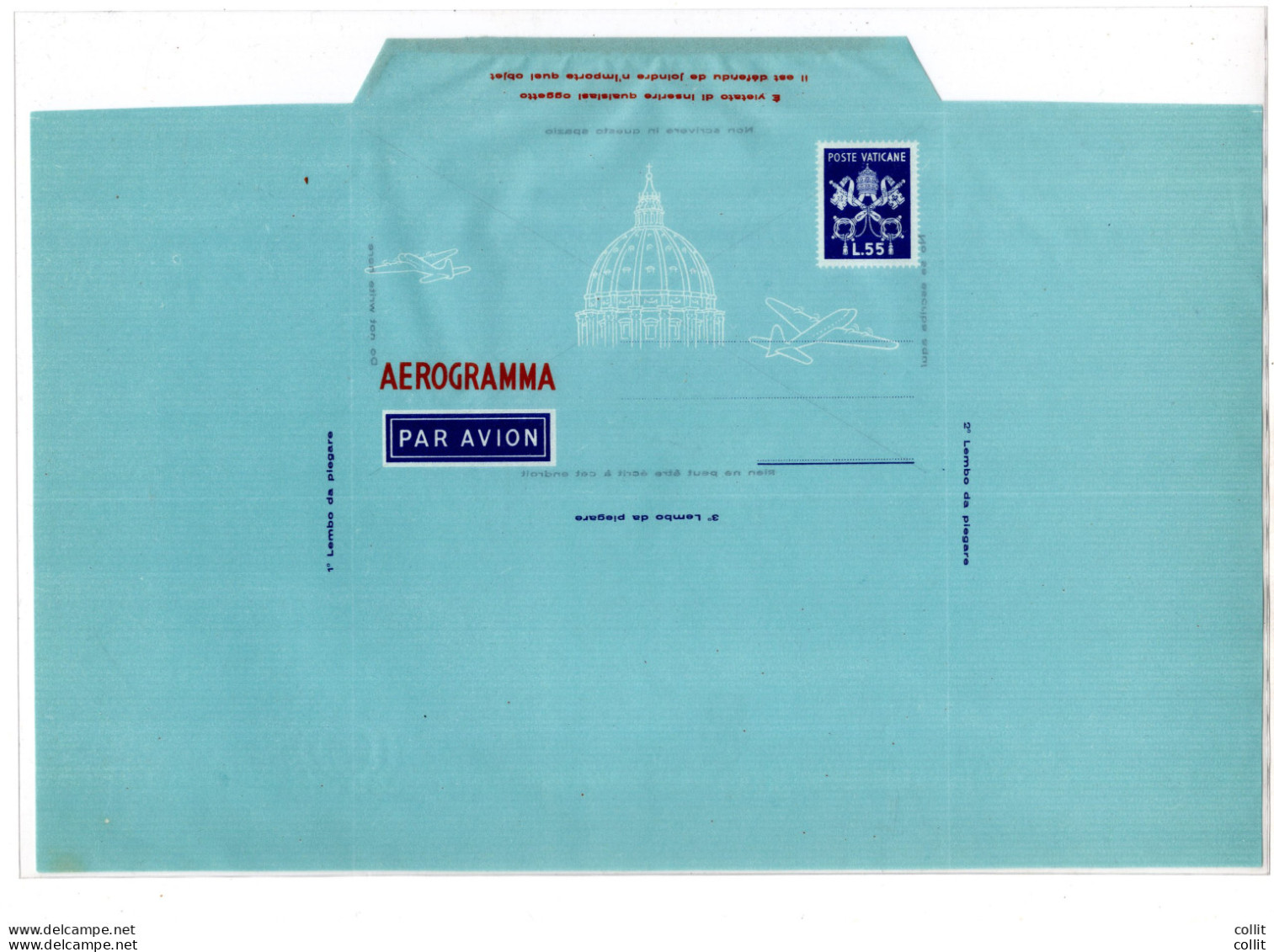 Vaticano - Aerogramma Lire 55 "Triregno" N. A 2 - Nuovo Perfetto - Unused Stamps