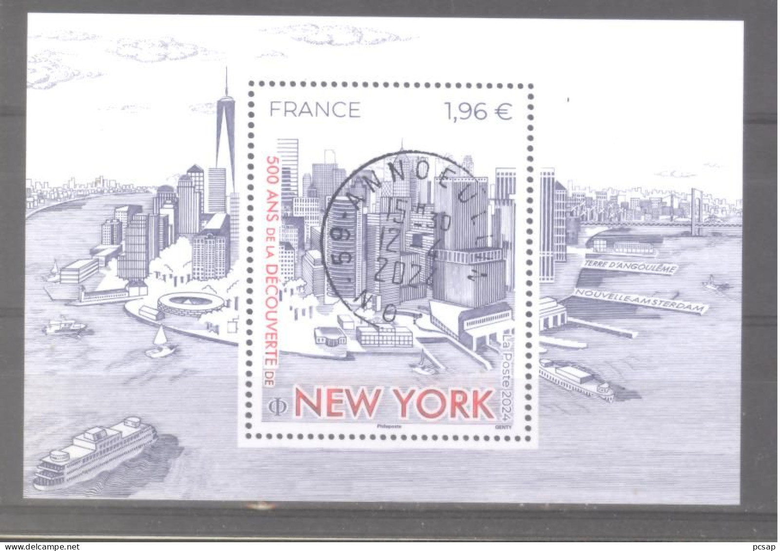 France Bloc Oblitéré "2024 - 500 Ans De La Découverte De New York" (cachet Rond) - Usati