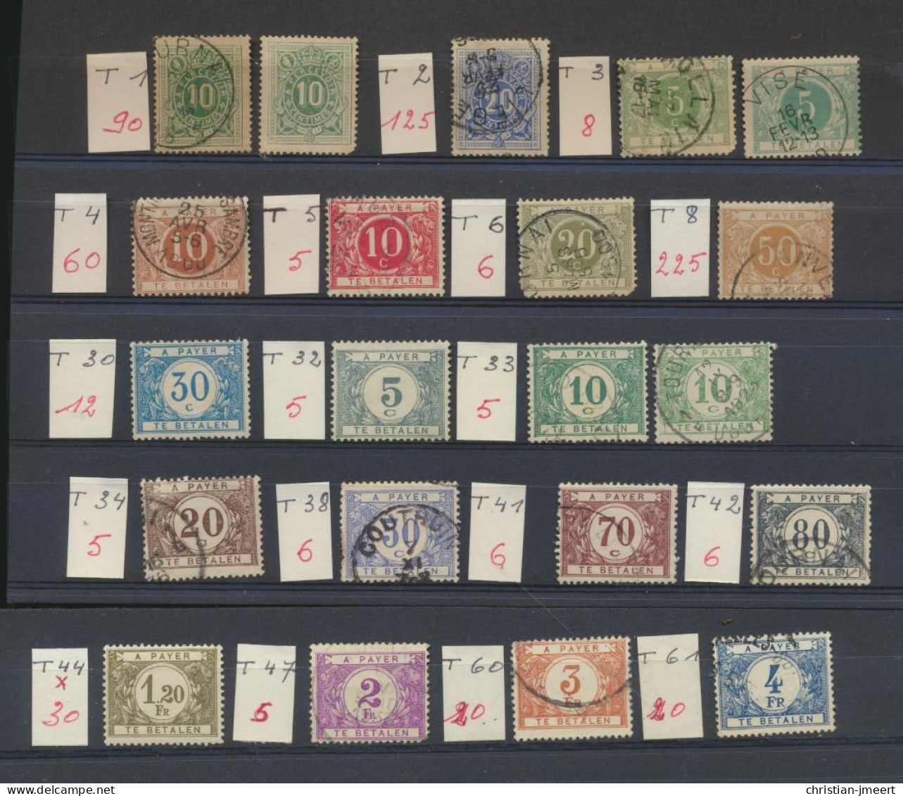 Timbres -taxe 21 Timbres Belgique - Stamps