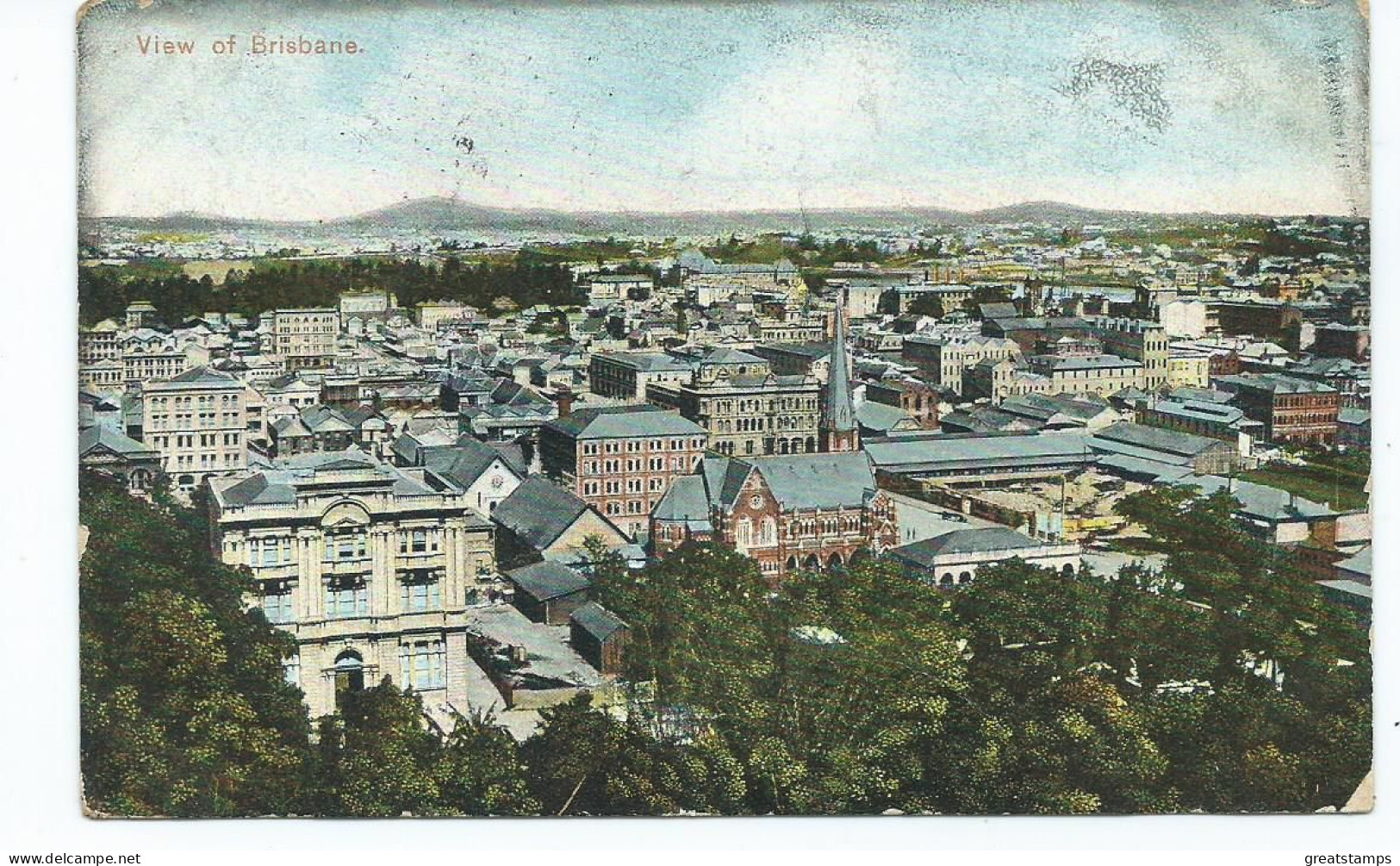 Australia   Postcard Brisbane General View  Posted Coloured Shell Series Posted 1907 Gb Stamp - Brisbane