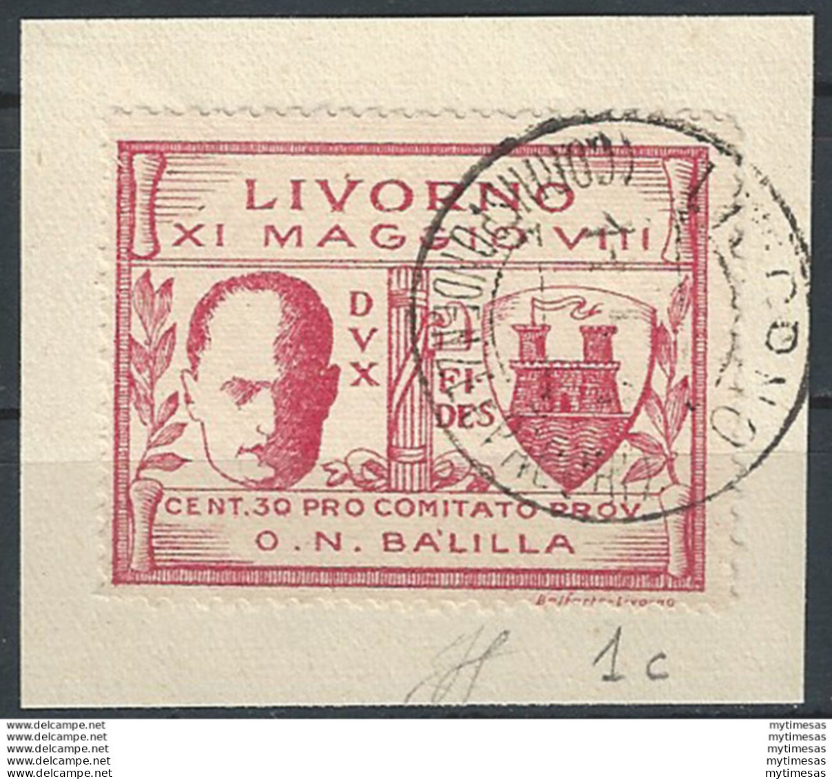 1930 Livorno 30c. Rosa Lilla Canceled Sassone N. 1d - Autres & Non Classés