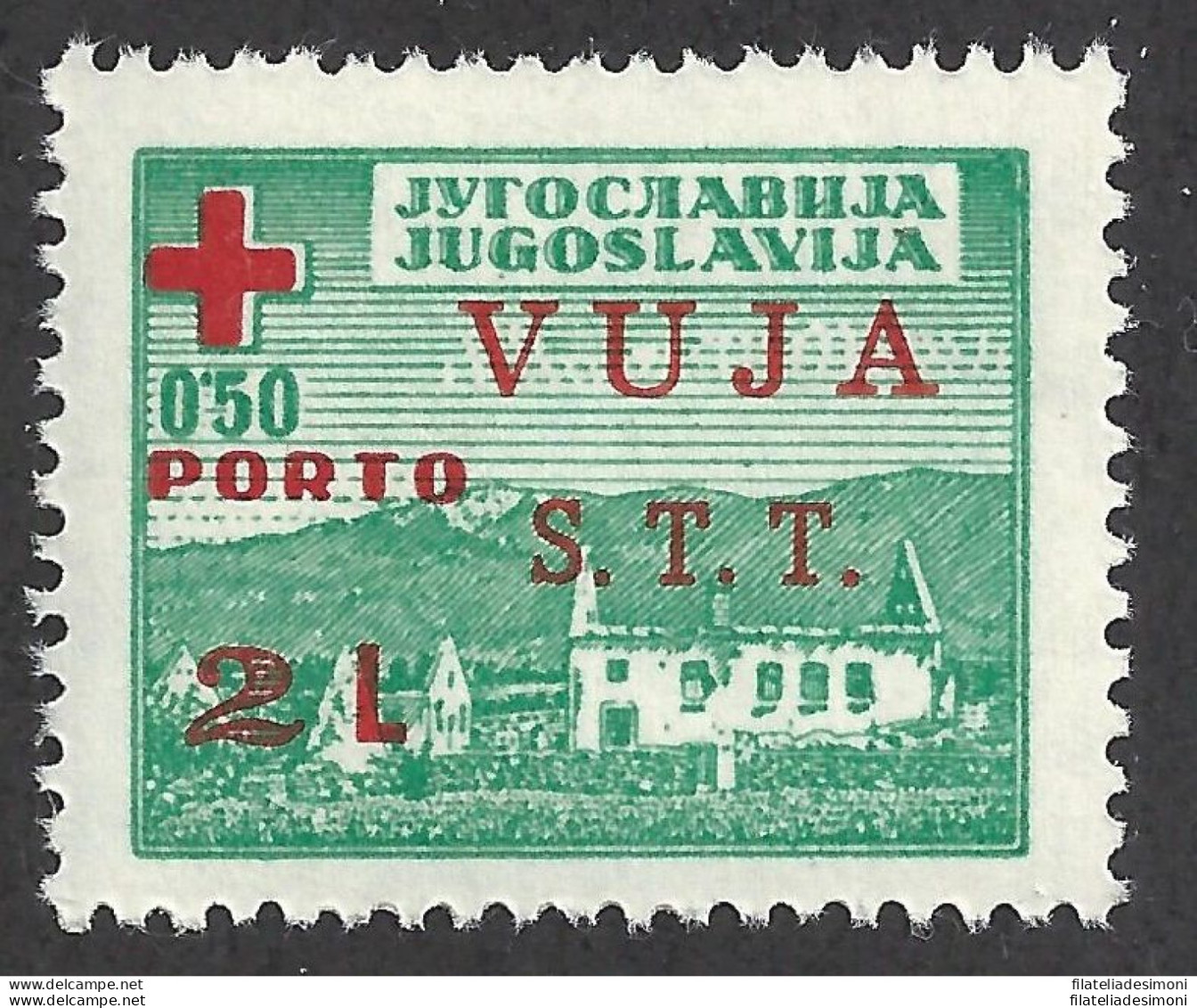 1948 TRIESTE B, N° 5  2 Lire Su 0,50 Verde  MNH/** - Other & Unclassified