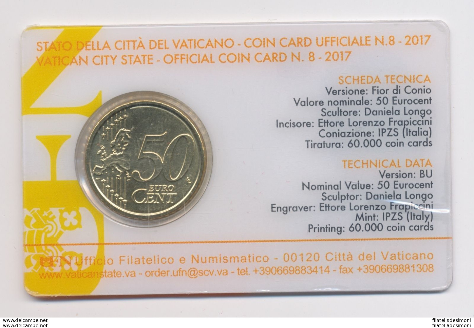 2017 Vaticano -  Coin Card  N. 8  50 Cent - Vaticano