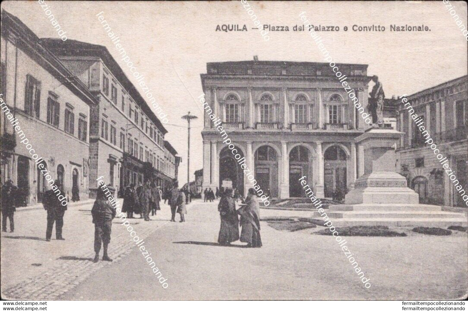 Aq552 Cartolina  L'aquila Citta' Piazza Del Palazzo E Convitto Nazionale 1916 - L'Aquila
