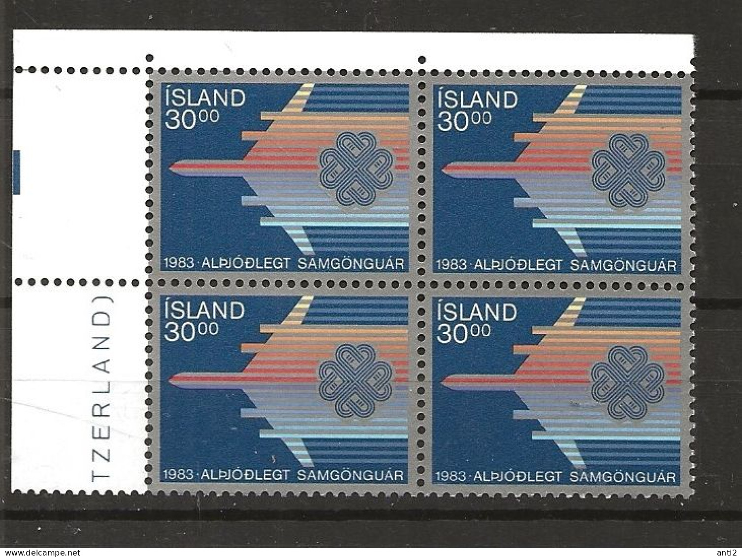 Iceland Island 1983 World Communications Year Mi 605 In Bloc Of Four  MNH(**) - Ungebraucht