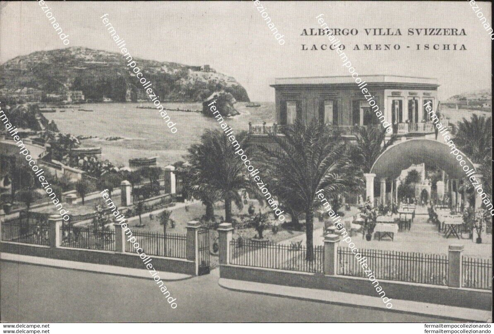 Be767 Cartolina Lacco Ameno Ischia Albergo Villa Svizzera Napoli 1940 - Napoli (Napels)