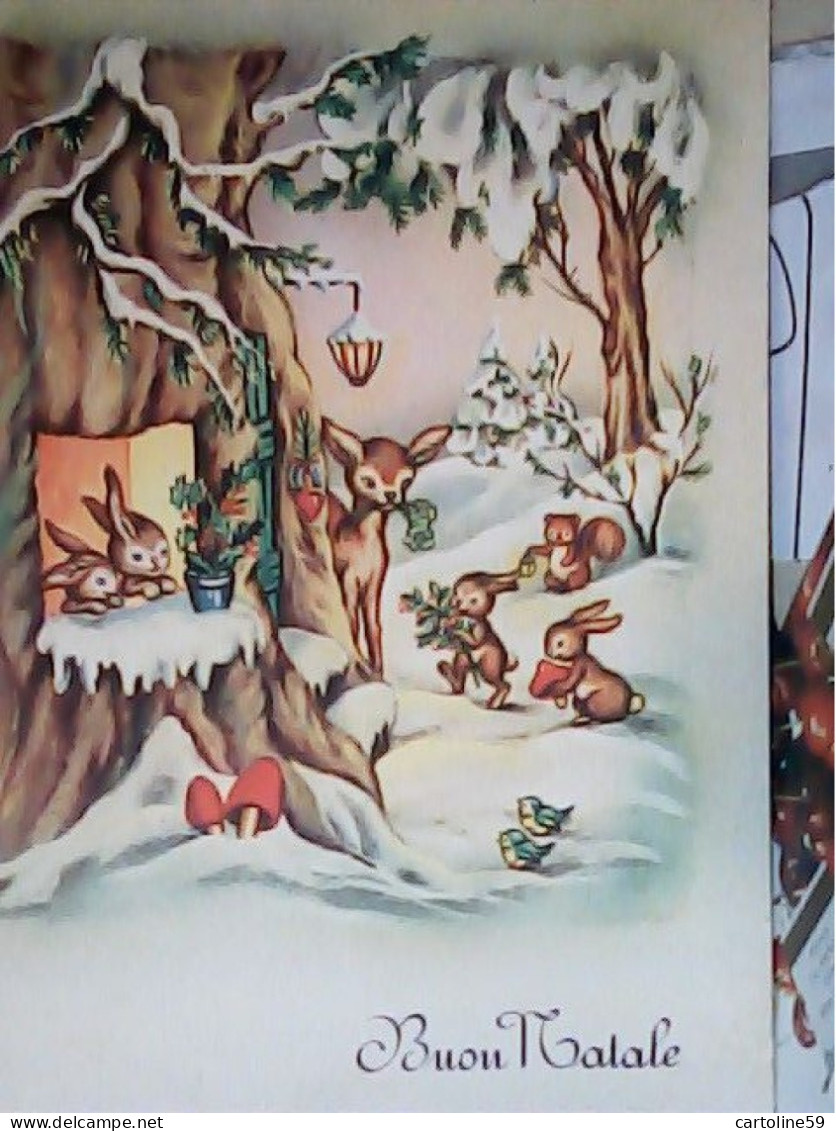 BUON NATALE ANIMALI NEL BOSCO ILLUSTRATA  FUNGO FUNGHI FUNGHETTI  VB1965 JV6359 - Paddestoelen