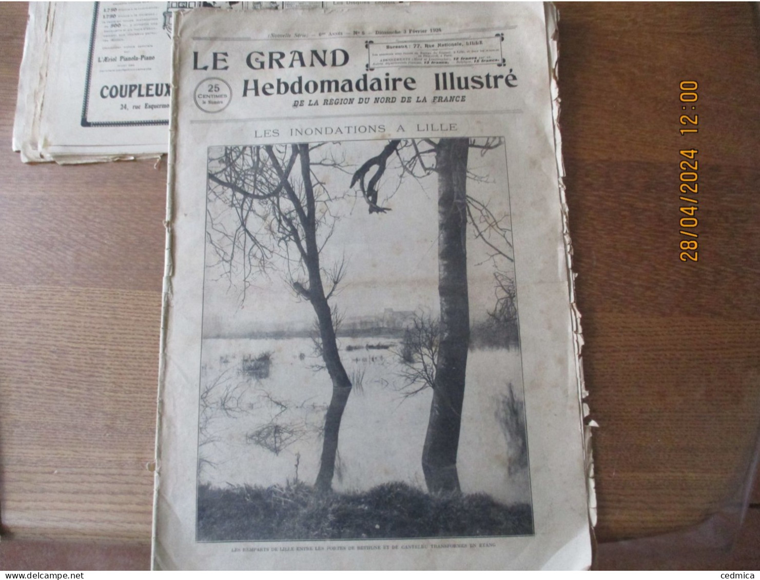 LE GRAND HEBDOMADAIRE ILLUSTRE DU NORD 3 FEVRIER 1924 LES INONDATIONS A LILLE,LES SPORTS,LES JEUX OLYMPIQUES DE CHAMONIX - Picardie - Nord-Pas-de-Calais