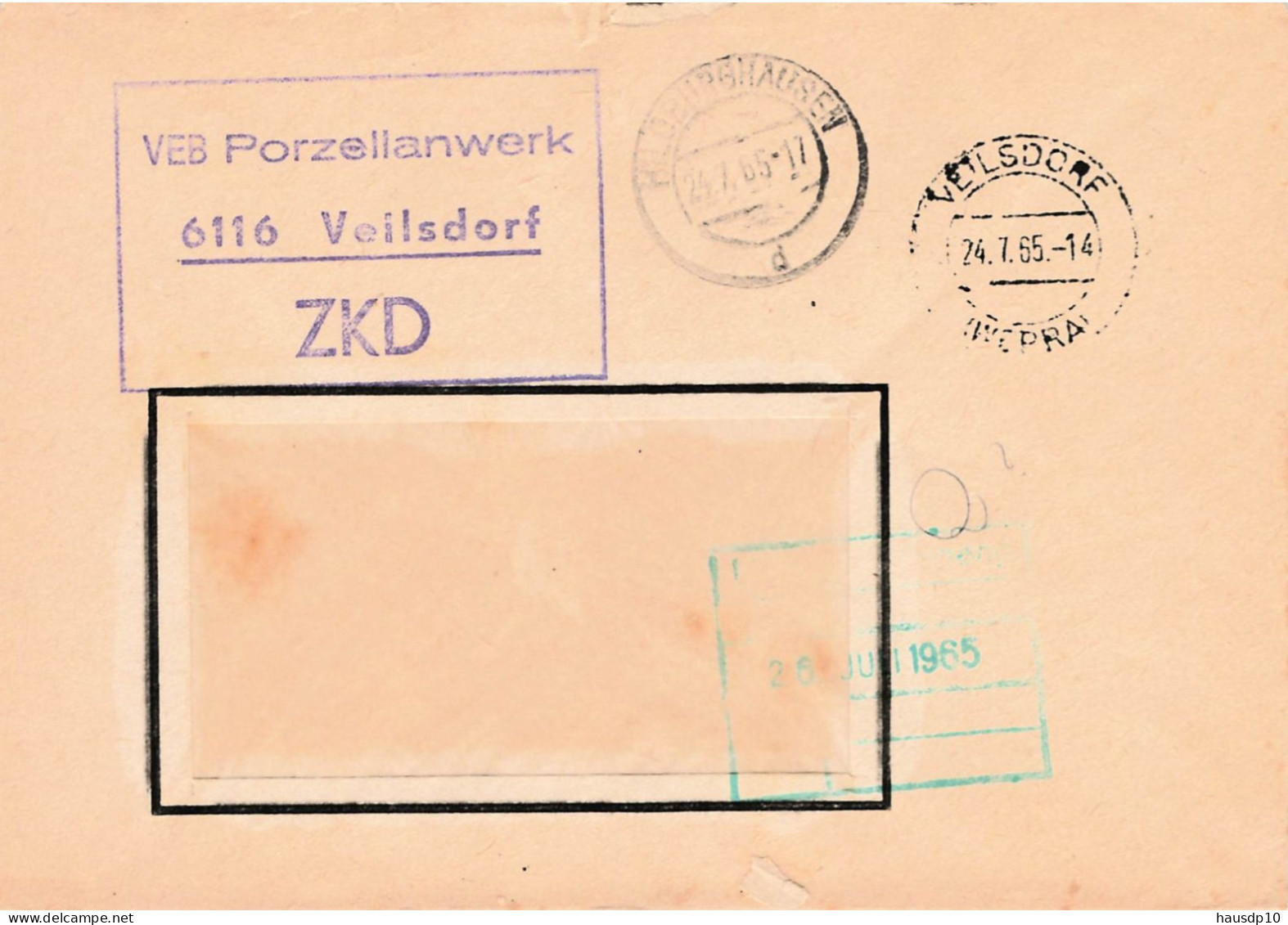 DDR Brief ZKD 1965 VEB Porzellanwerk Veilsdorf - Centrale Postdienst