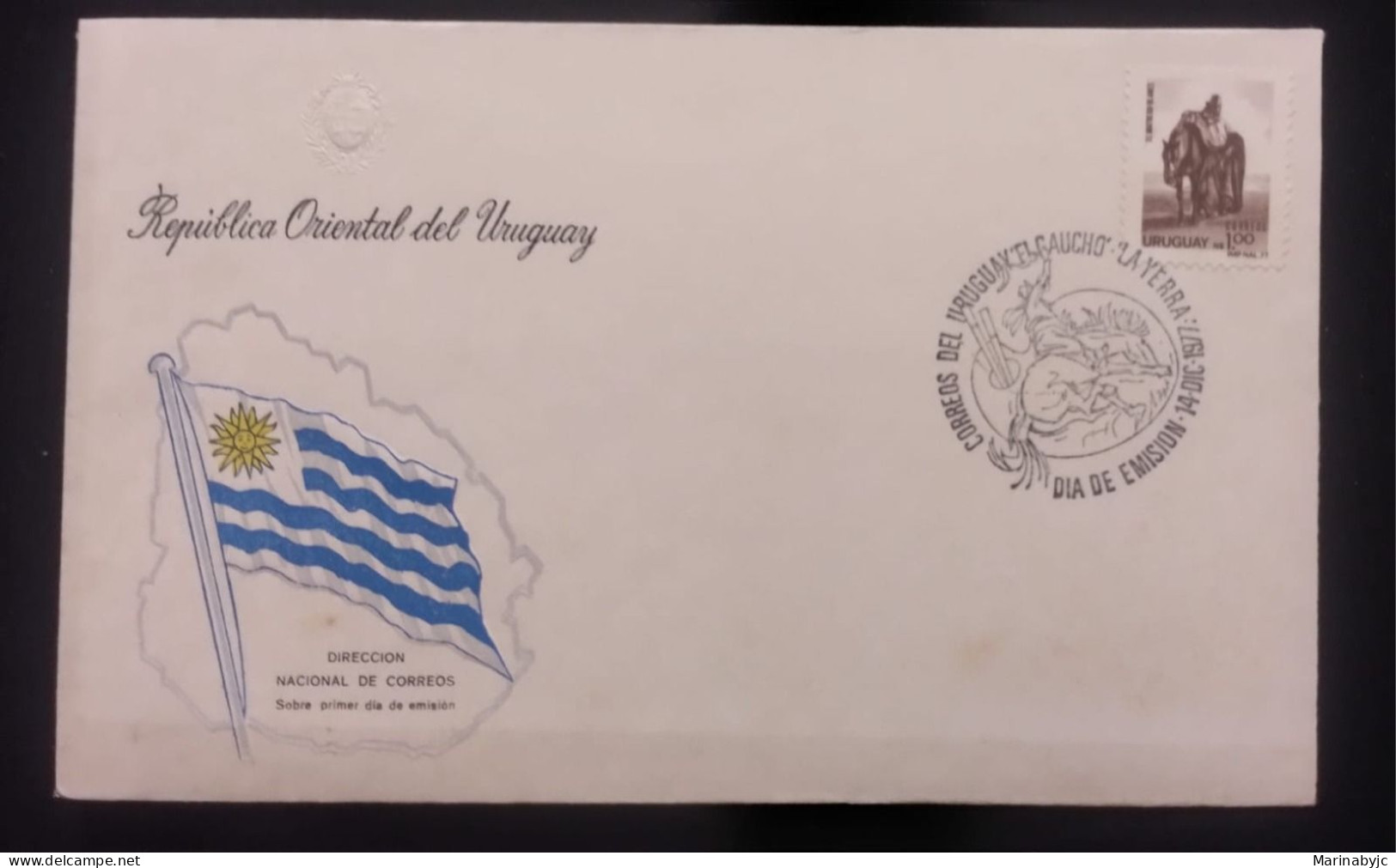D)1977, URUGUAY, FIRST DAY COVER, ISSUE, NATIONAL ISSUES, "EL MATRERO". J.M. BLANES, FDC - Uruguay