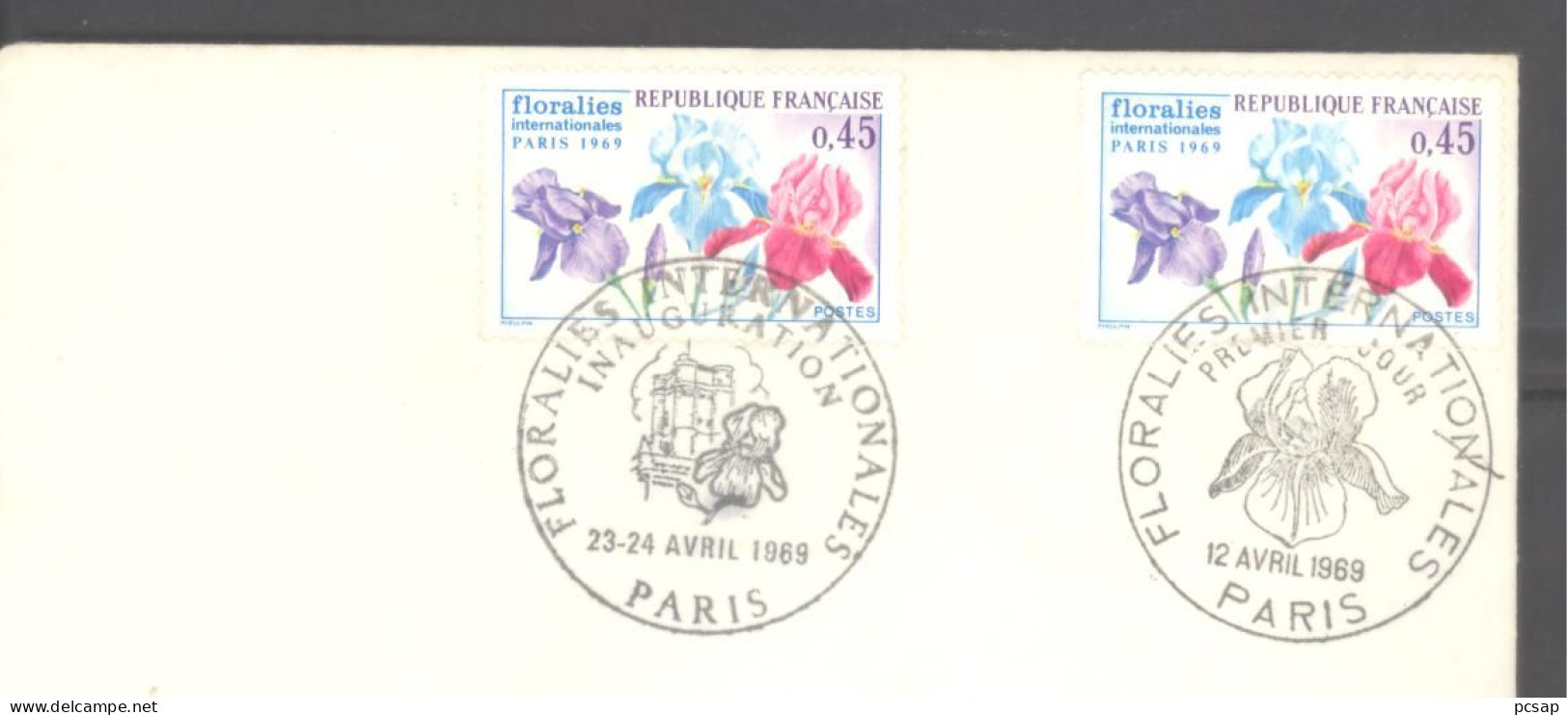PARIS - Floralies Internationales - 1er Jour 12 Avril. 69 (sur Enveloppe Entière) - Cachets Commémoratifs
