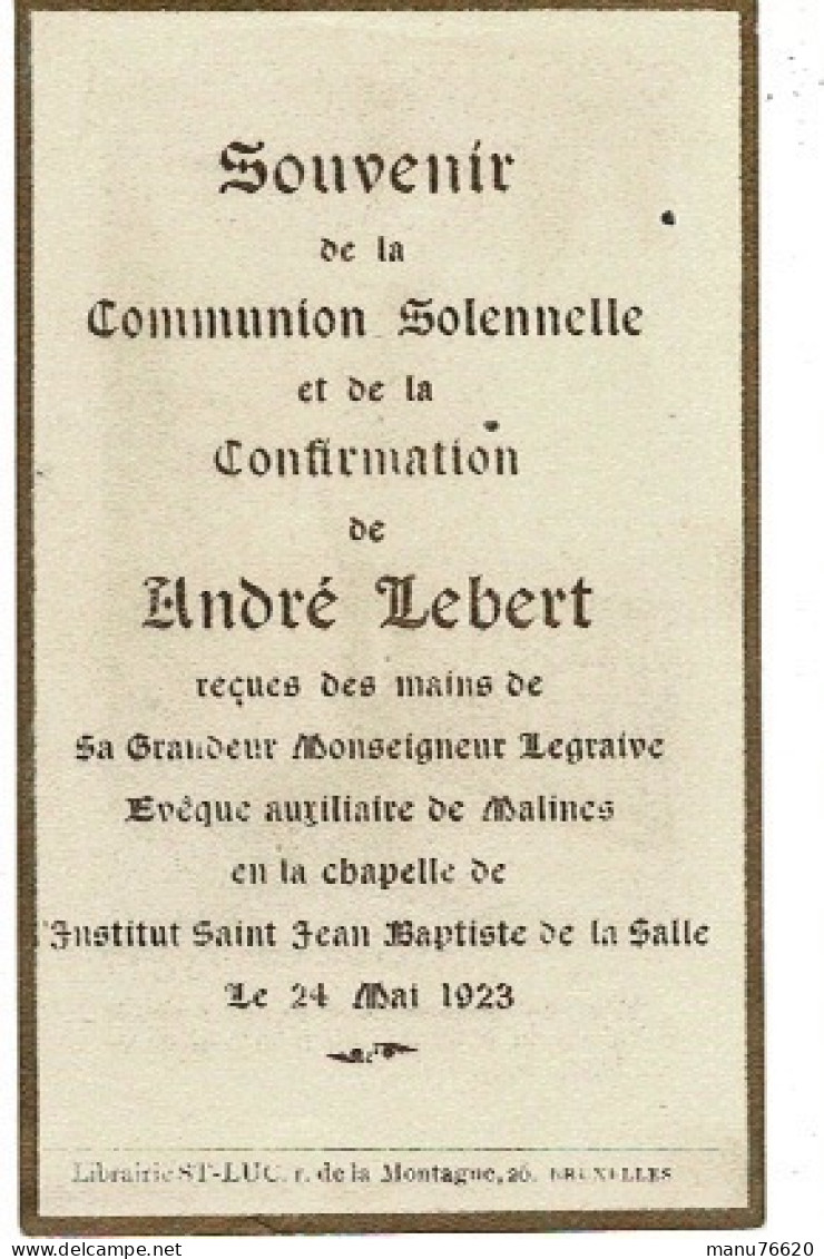 IMAGE RELIGIEUSE - CANIVET : André Lebert , Institut Saint Jean Baptiste De La Salle à Bruxelles . - Religione & Esoterismo