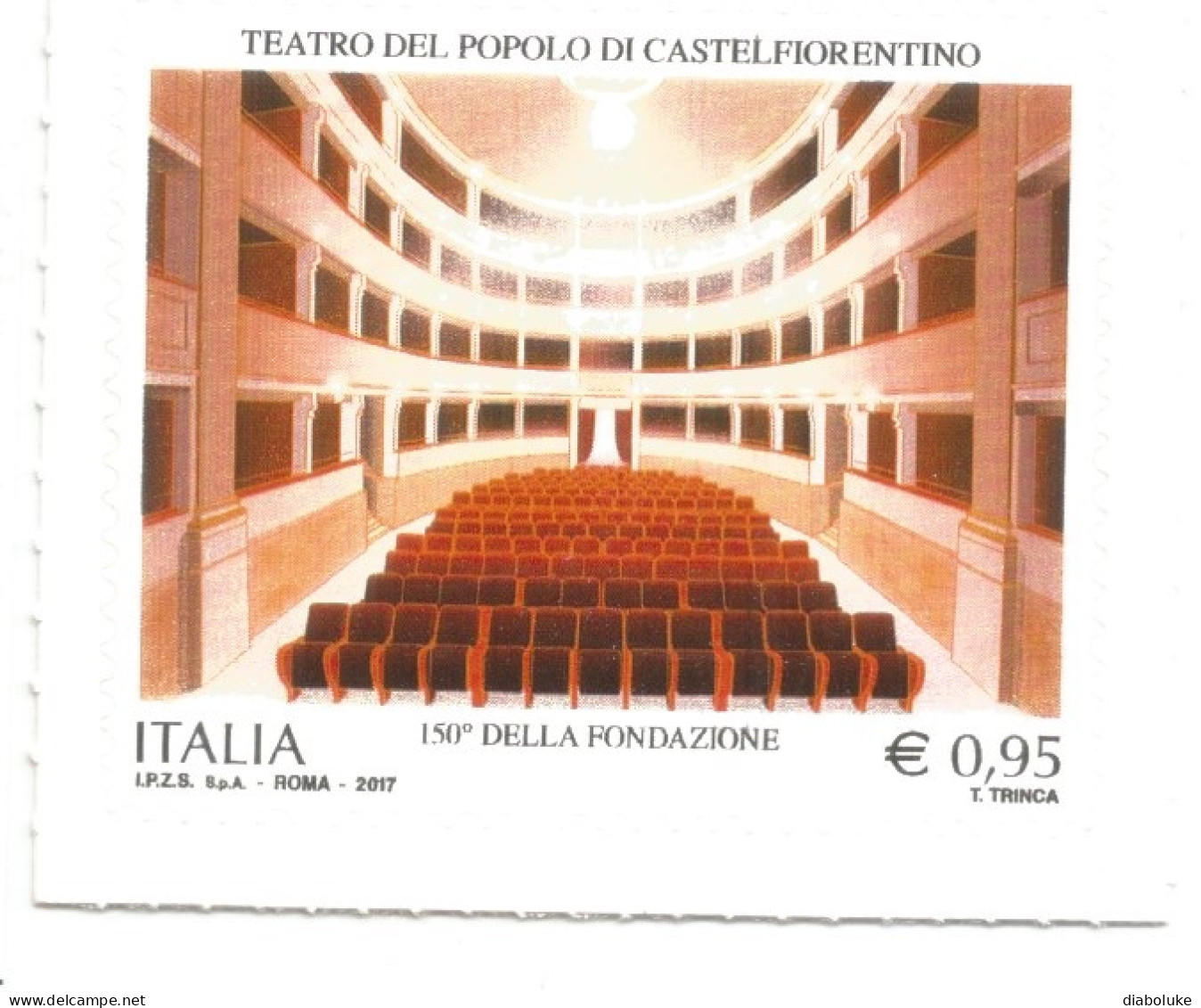 (REPUBBLICA ITALIANA) 2017, TEATRO DEL POPOLO DI CASTELFIORENTINO - Francobollo Nuovo MNH** - 2011-20:  Nuevos