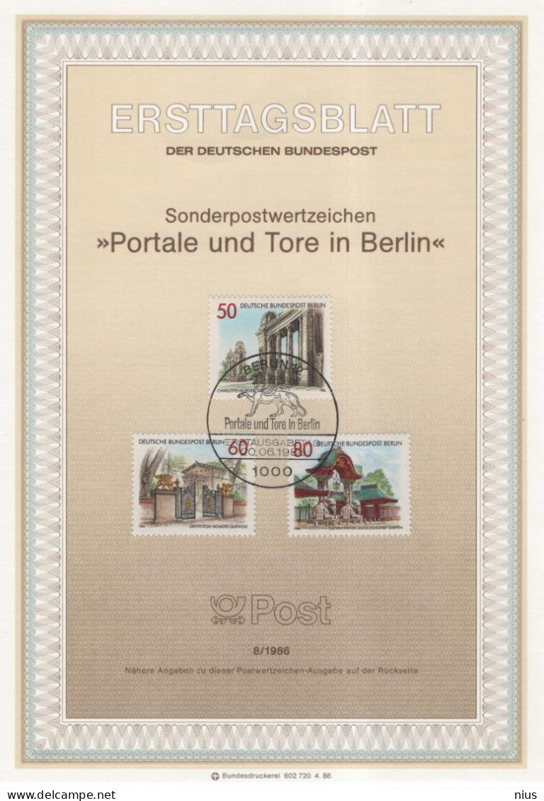 Germany Deutschland 1986-8 Portale Und Tore Portals And Gates In Berlin, Canceled In Berlin - 1981-1990