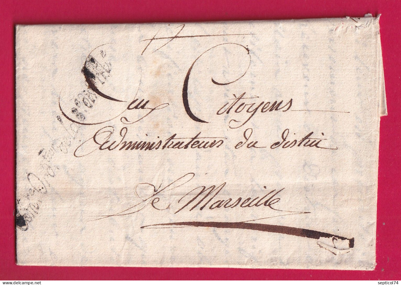 FRANCHISE COM ORDTEUR DE LA 8EME DIV MILITAIRE EYSAUTIER COMMISSAIRE DE S GUERRES MARSEILLE AN 3 1795 LETTRE - 1801-1848: Précurseurs XIX