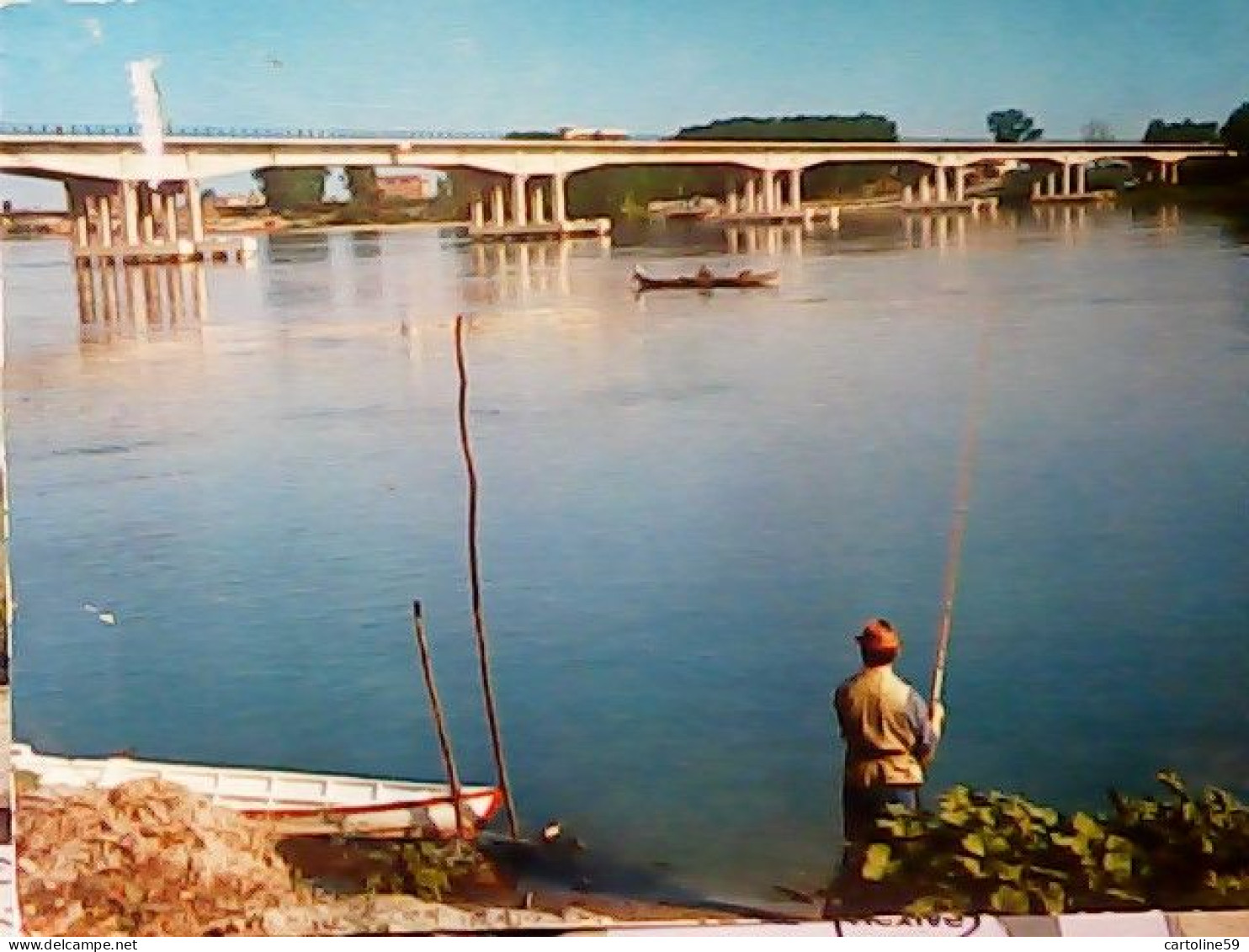 REGGIO EMILIA  PONTE  SUL PO TRA BORETTO E VIADANA  PESCATORE N1967 JV6364 - Reggio Nell'Emilia