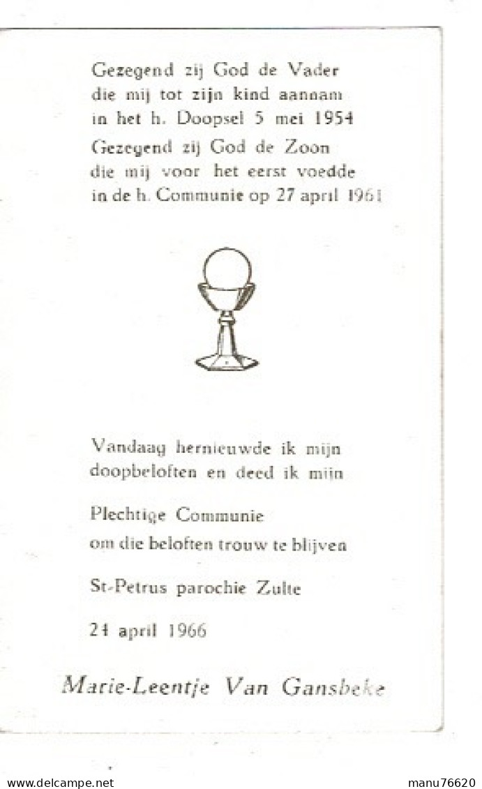 IMAGE RELIGIEUSE - CANIVET : Marie - Lente Van Gansbeke , Saint Petrus Parochie Zulte - Belgique . - Godsdienst & Esoterisme
