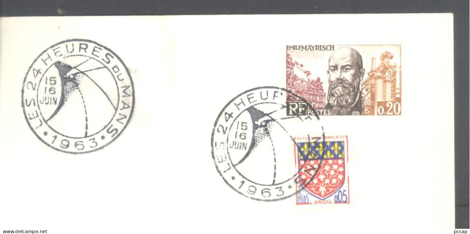 Les 24 Heures Du Mans - 15 Et 16 Juin 1963 (sur Enveloppe Entière) - Cachets Commémoratifs