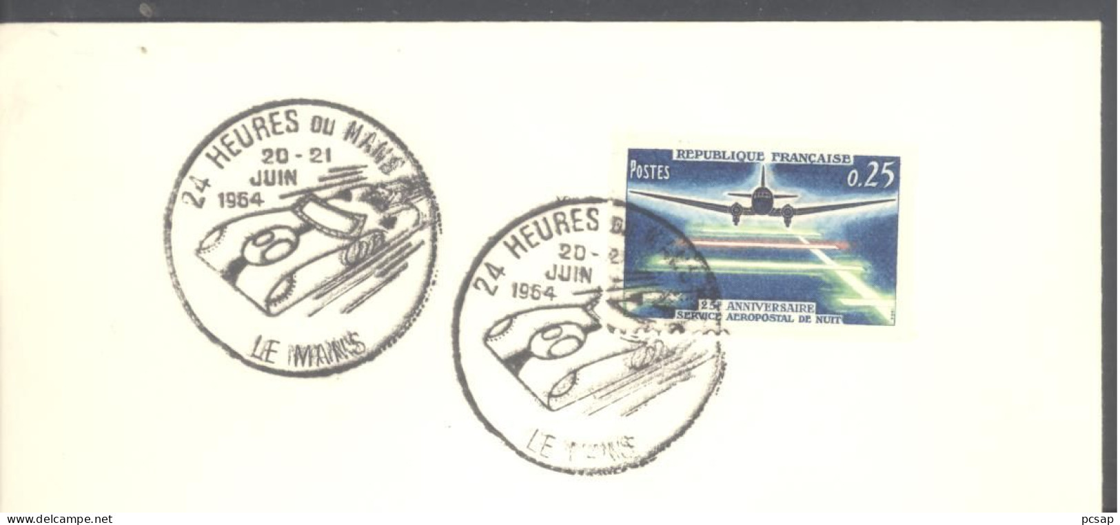 LE MANS - 24 Heures Du Mans - 20 Et 21 Juin 1964 (sur Enveloppe Entière) - Matasellos Conmemorativos
