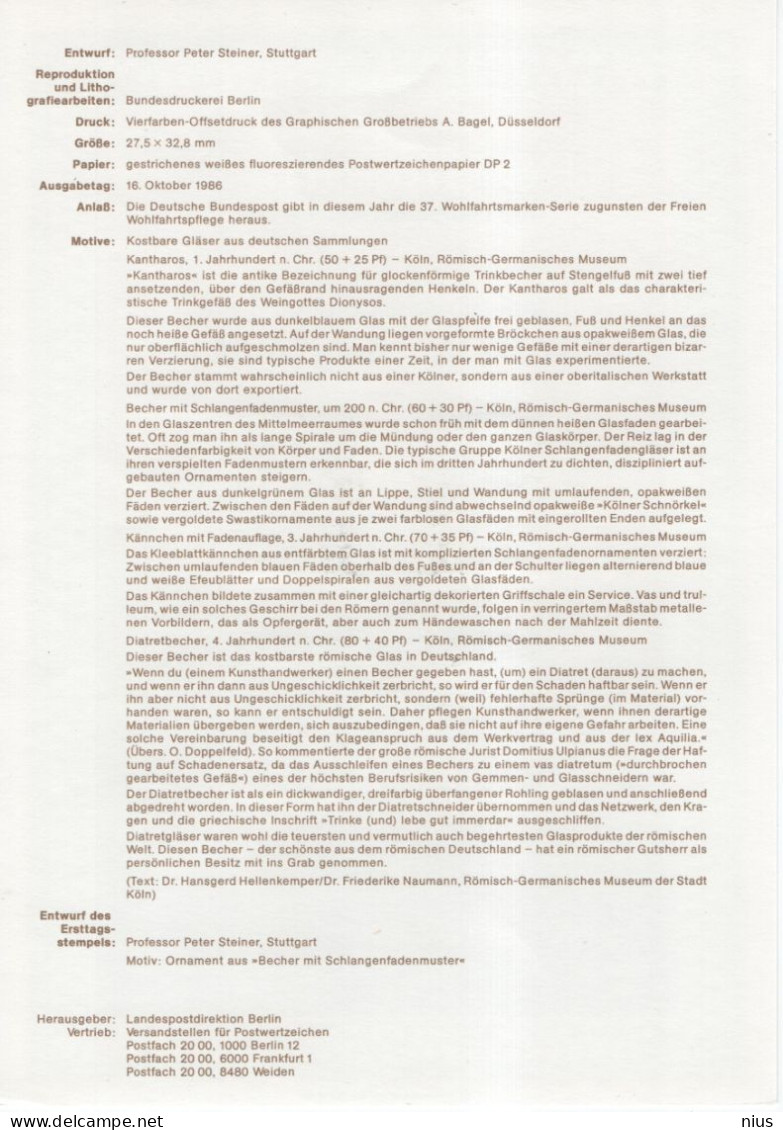 Germany Deutschland 1986-10 Fur Die Wohlfahrtspflege, Canceled In Berlin - 1981-1990