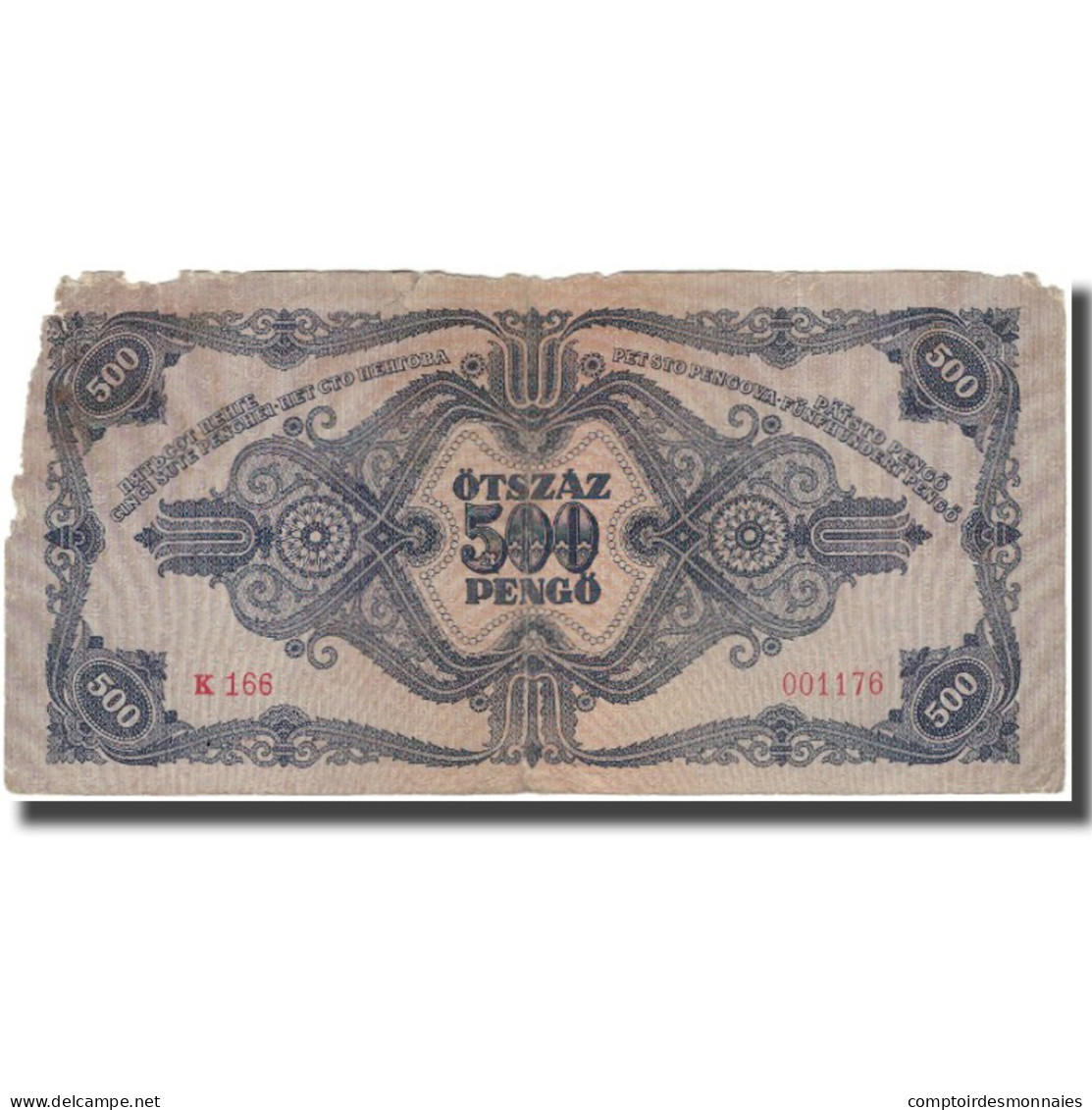 Billet, Hongrie, 500 Pengö, 1945, KM:117a, B - Ungarn