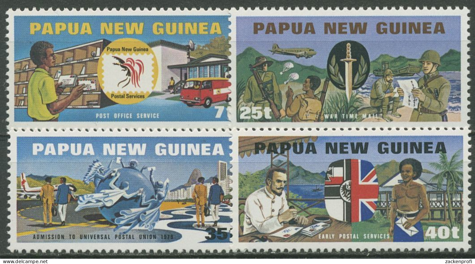 Papua Neuguinea 1980 Postzustellung Postdienst 381/84 Postfrisch - Papua Nuova Guinea