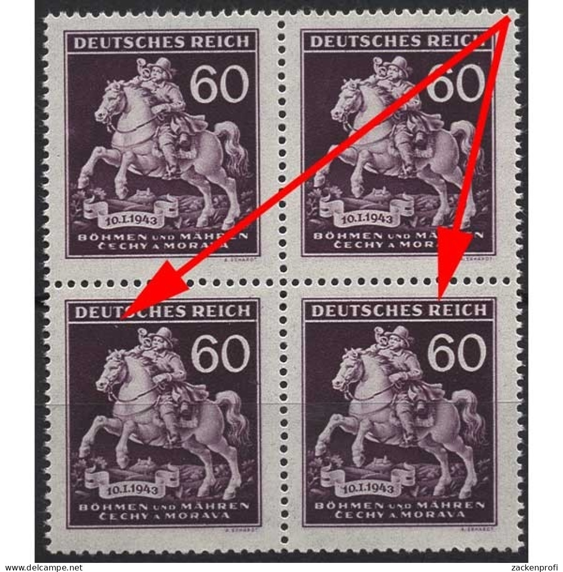 Böhmen & Mähren 113 Postfrisch Mit Plattenfehler XXVI Und XVIIIB - Ungebraucht