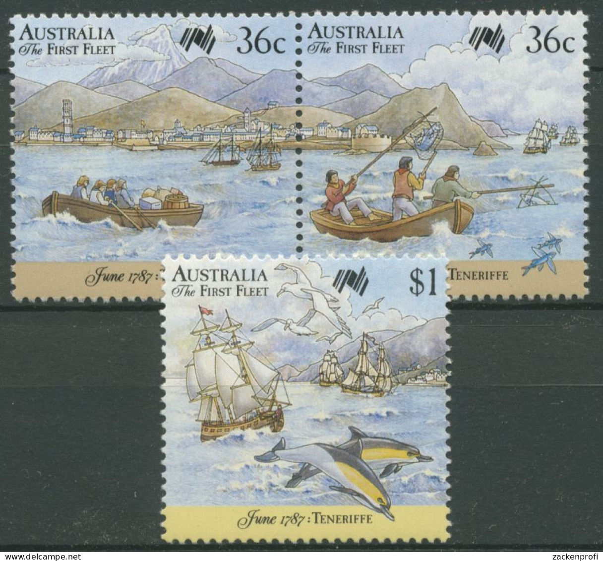 Australien 1987 200 J.Kolonisation Erste Flotte Teneriffa 1033/35 ZD Postfrisch - Ongebruikt