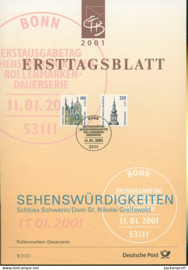 Bund Jahrgang 2001 Ersttagsblätter ETB Komplett (XL9701) - Storia Postale