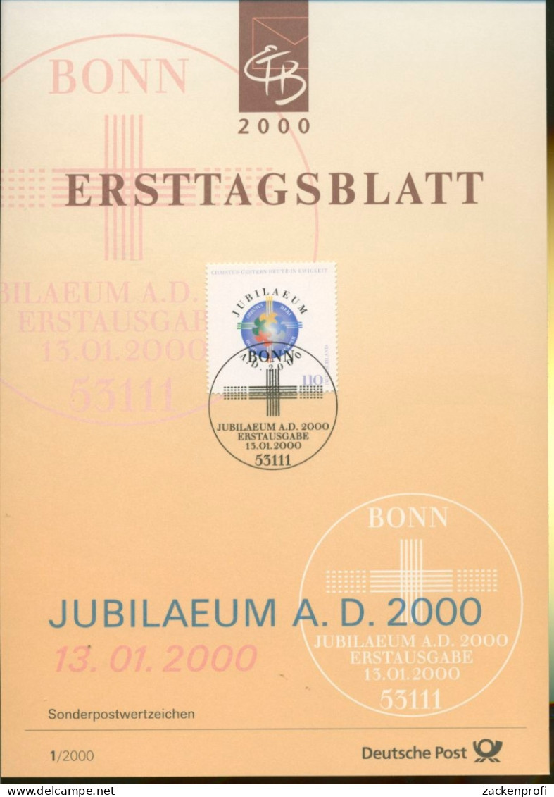 Bund Jahrgang 2000 Ersttagsblätter ETB Komplett (XL9700) - Covers & Documents