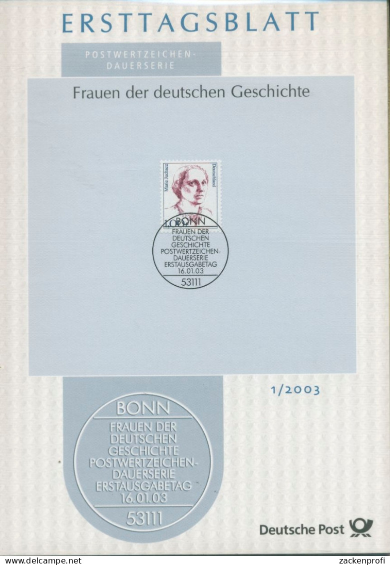Bund Jahrgang 2003 Ersttagsblätter ETB Komplett (XL9703) - Briefe U. Dokumente
