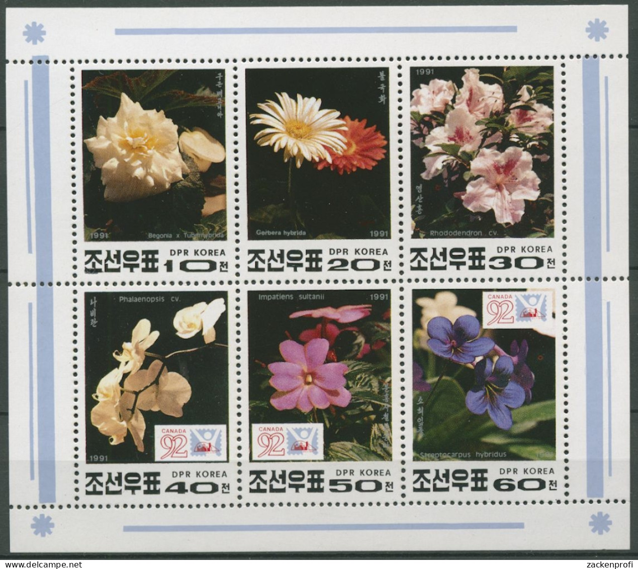 Korea (Nord) 1991 CANADA '92: Blumen 3241/46 K Postfrisch (C74802) - Corée Du Nord