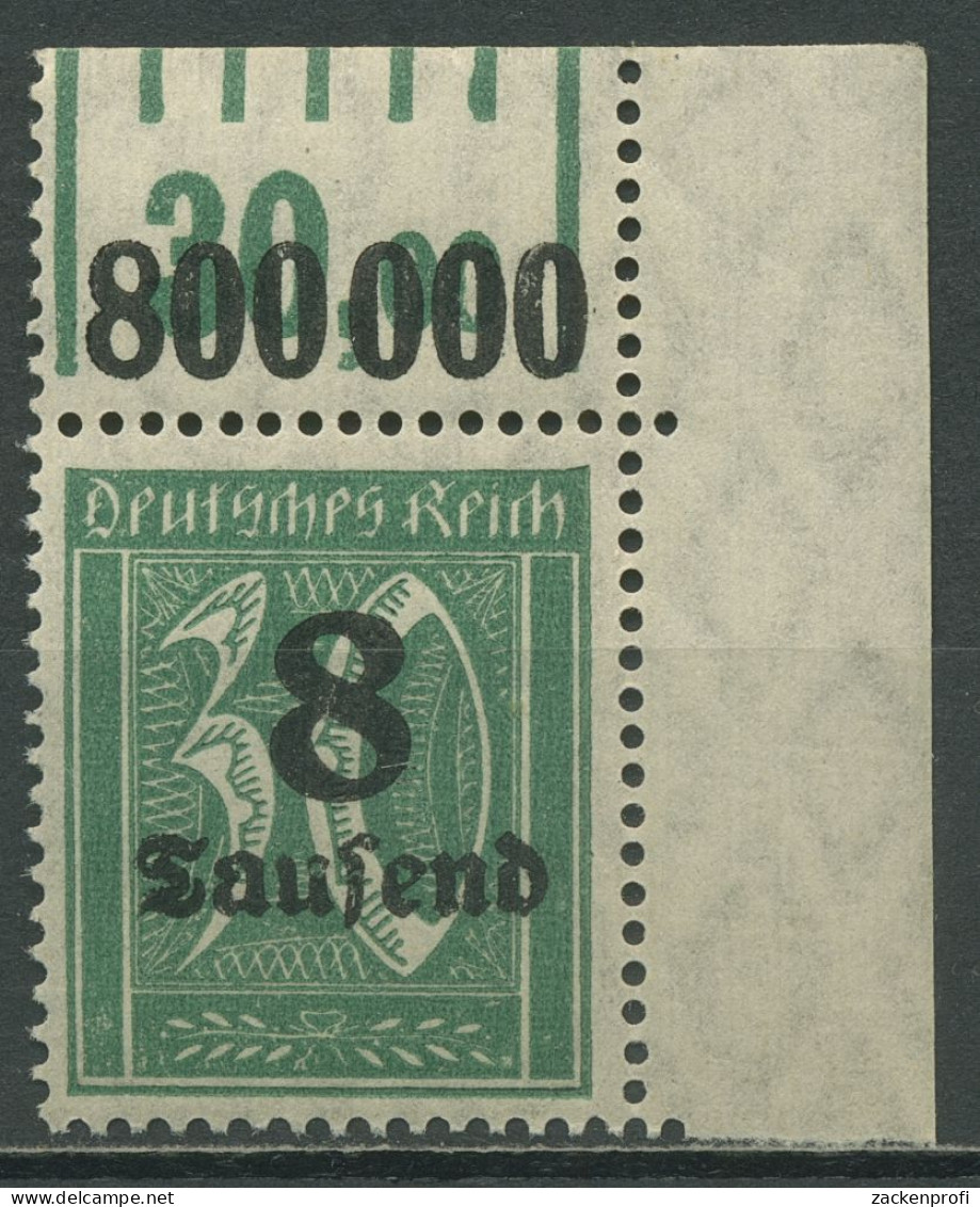 Deutsches Reich 1923 Mit Aufdruck Walzendruck 278 X W OR Ecke Ob. Re. Postfrisch - Neufs