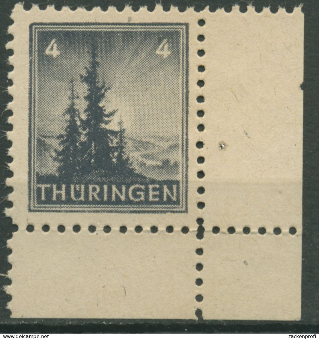 SBZ Thüringen 1945 Freimarke Spargummierung 93 AY Z1 Ecke Unt. Rechts Postfrisch - Sonstige & Ohne Zuordnung