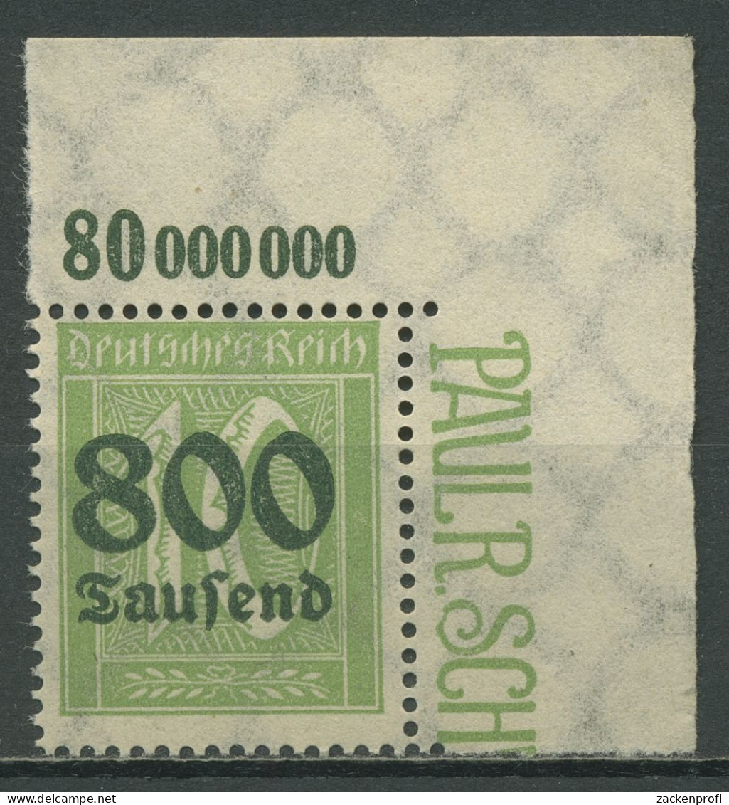 Deutsches Reich 1923 Mit Aufdruck Platte 302 A P OR Ecke Ob. Re. Postfrisch - Nuevos