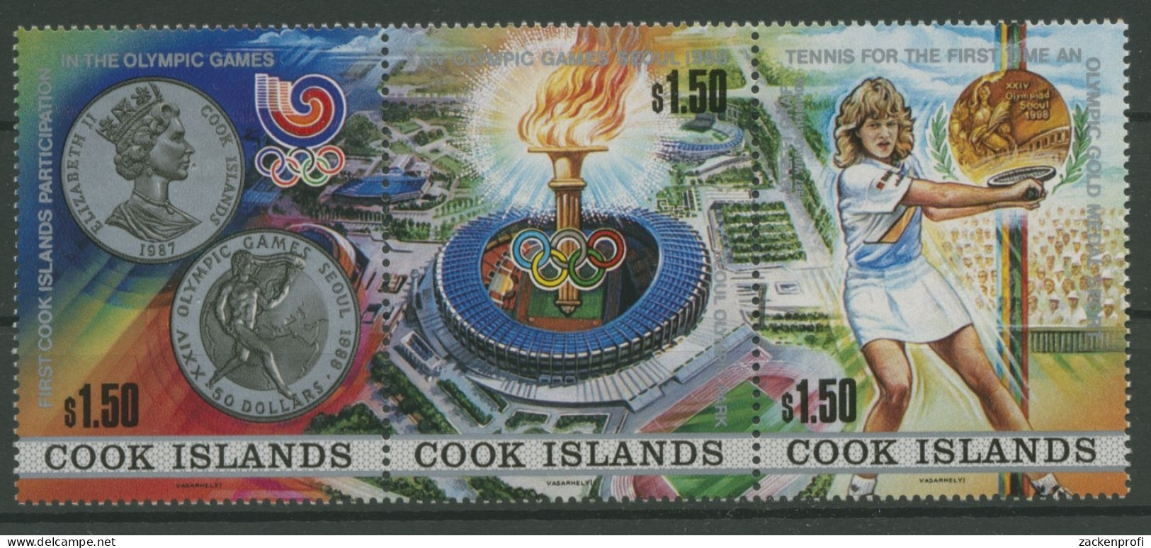 Cook-Inseln 1988 Olymp. Spiele Seoul Steffi Graf 1256/58 ZD Postfrisch (C27797) - Cookinseln