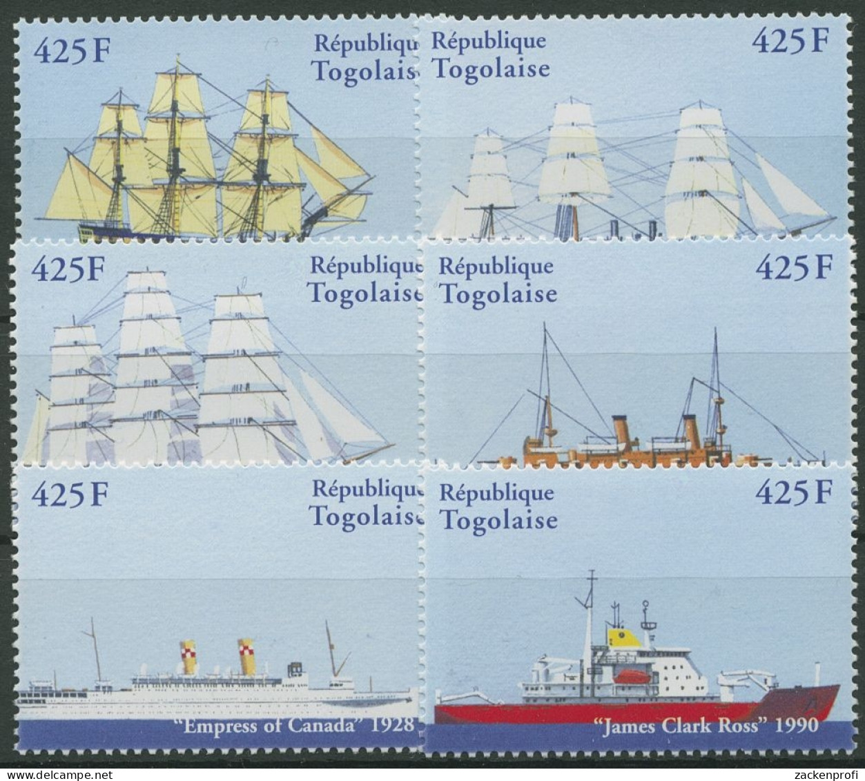 Togo 2000 Geschichte Der Schifffahrt Cutty Sark 3137/42 Postfrisch - Togo (1960-...)