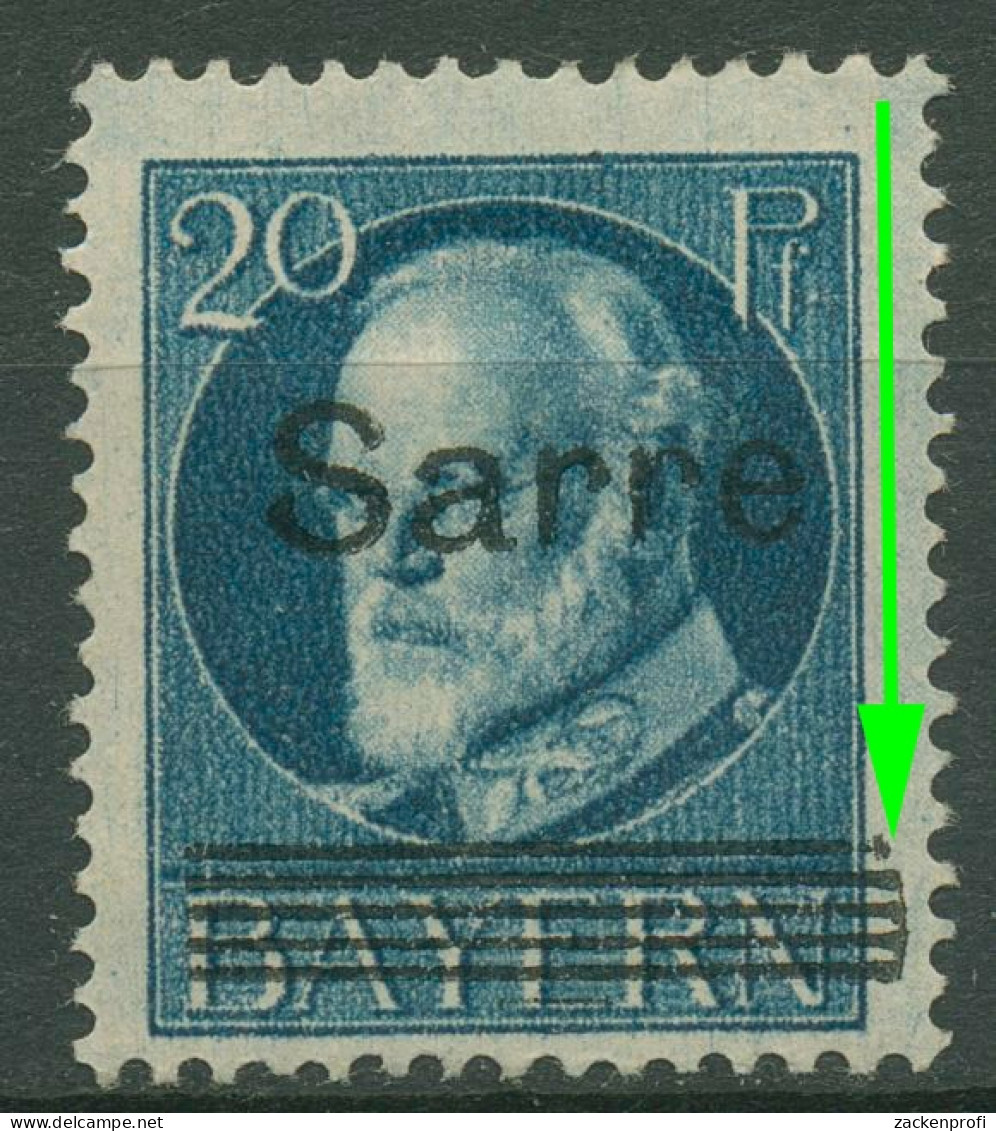 Saargebiet 1920 König Ludwig III. V. Bayern Plattenfehler 21 PF ?? Mit Falz - Ongebruikt