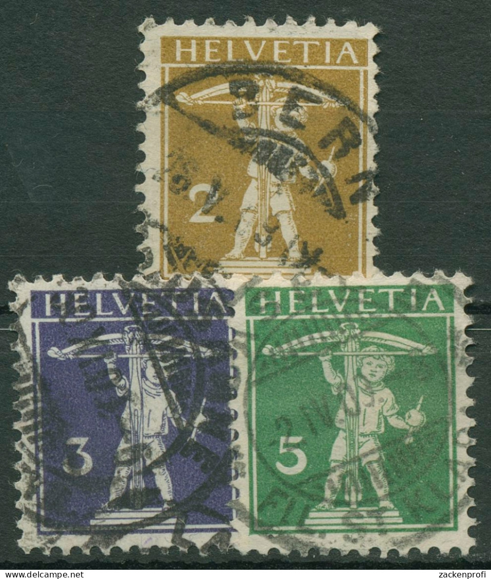 Schweiz 1909 Tellknabe Auf Glattem Grund Type I, 111/13 I Gestempelt - Used Stamps