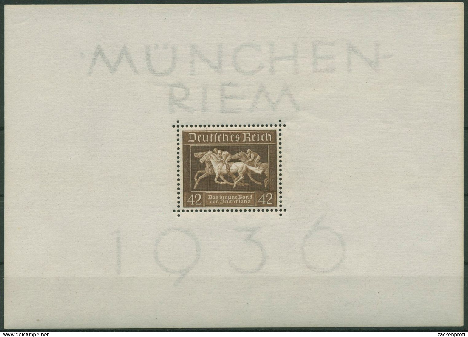 Deutsches Reich 1936 Galopprennen Das Braune Band Block 4 Postfrisch - Blocks & Kleinbögen