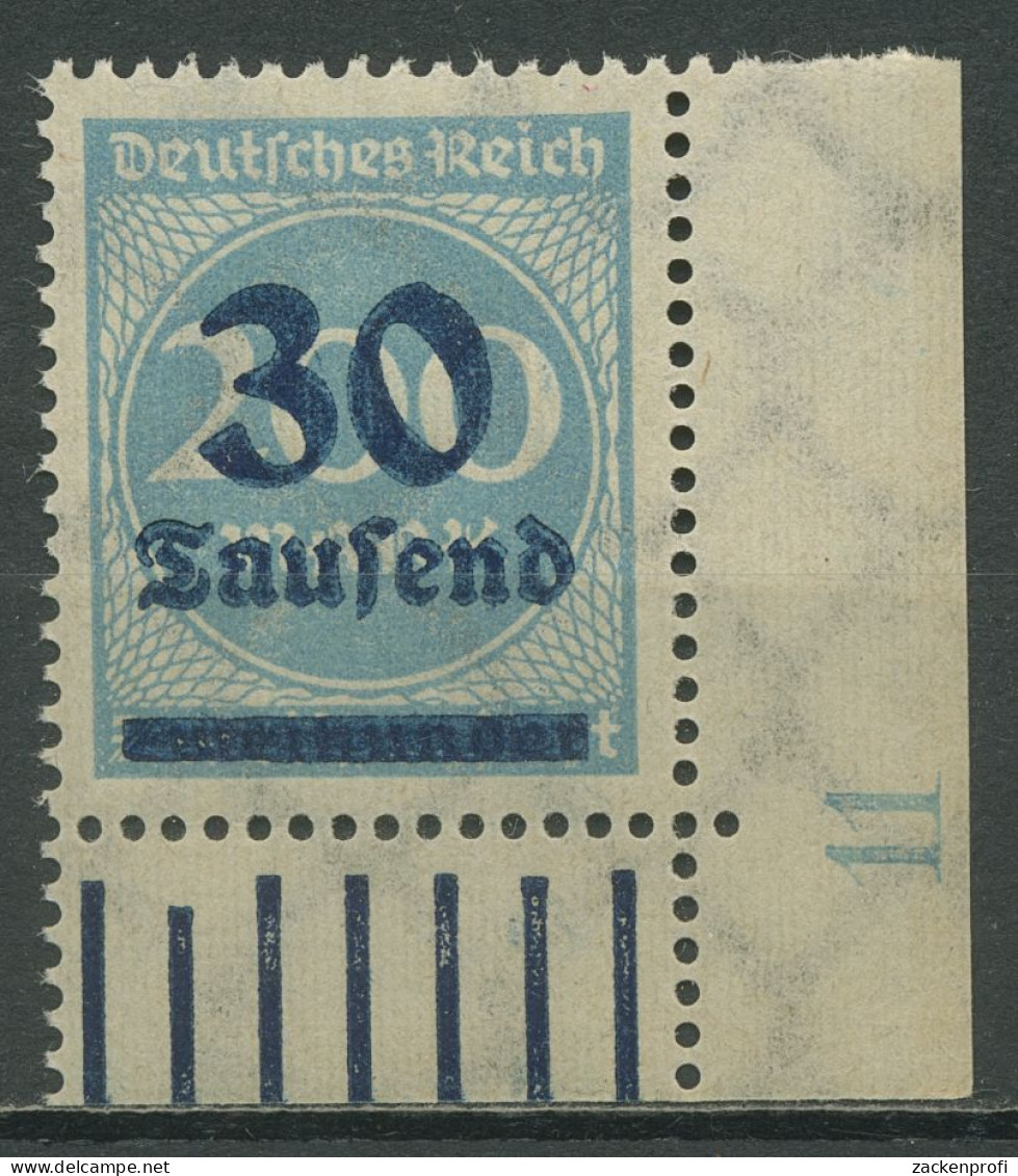 Deutsches Reich 1923 Freim. Walze 285 W UR -/1'5'1 Ecke Unt. Re. Postfrisch - Neufs