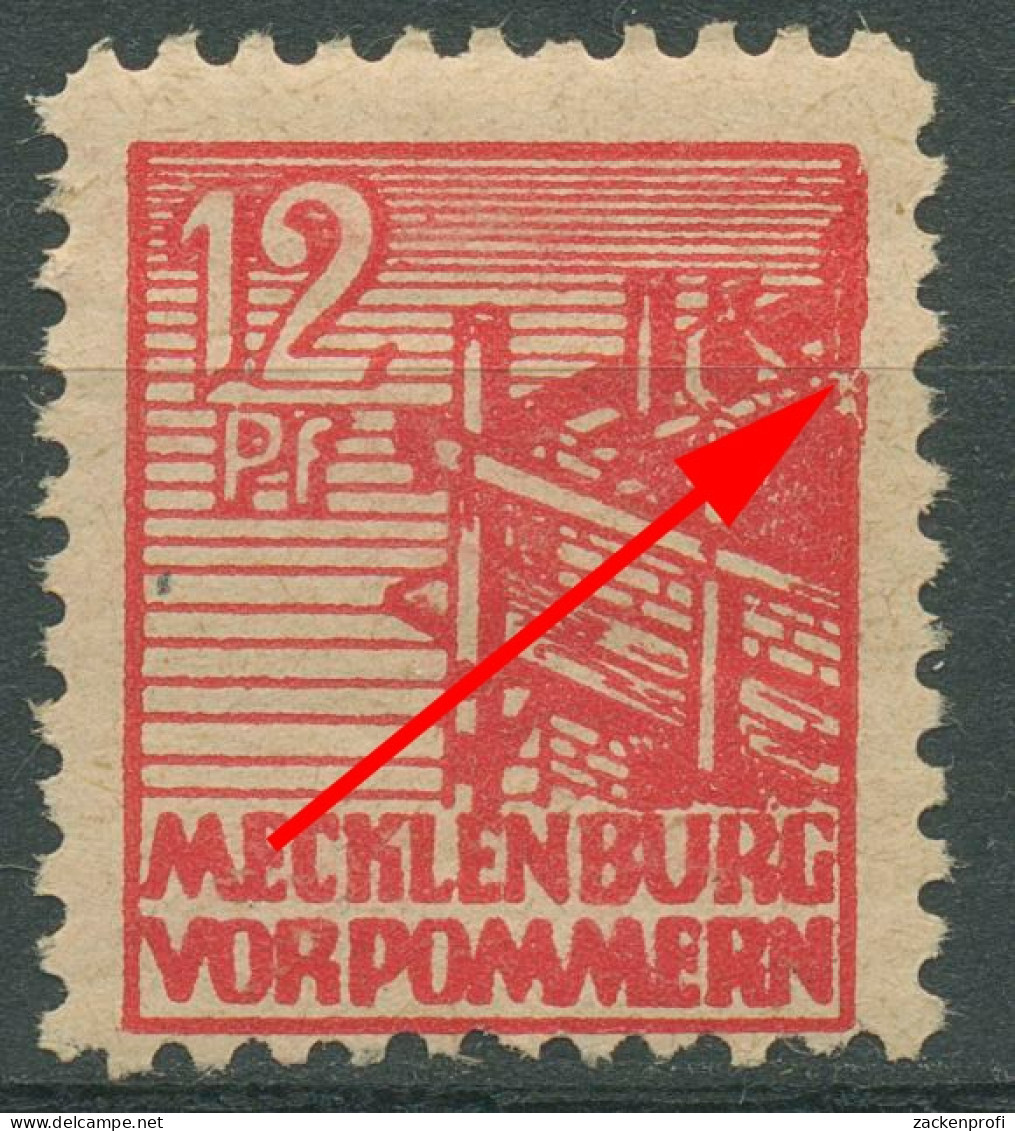 SBZ Mecklenburg-Vorpommern 1946 Abschied Plattenfehler 36 Yb F 30 Postfrisch - Sonstige & Ohne Zuordnung