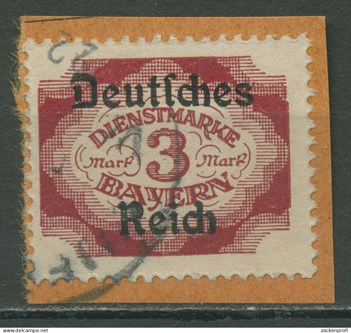 Deutsches Reich Dienstmarke 1920 Bayern Mit Aufdruck D 50 Briefstück Geprüft - Dienstzegels