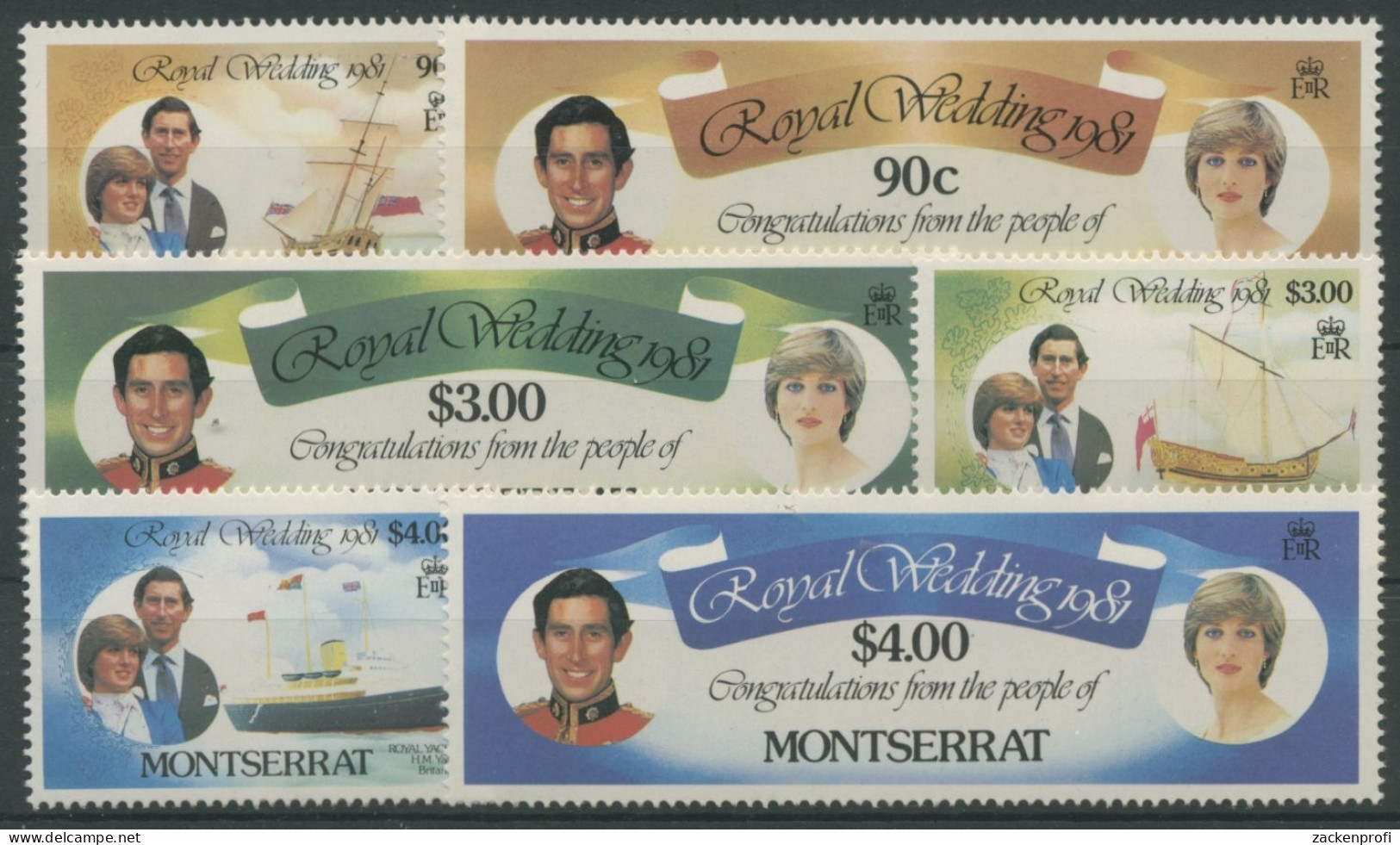 Montserrat 1981 Hochzeit Prinz Charles Lady Diana 465/70 Postfrisch - Montserrat