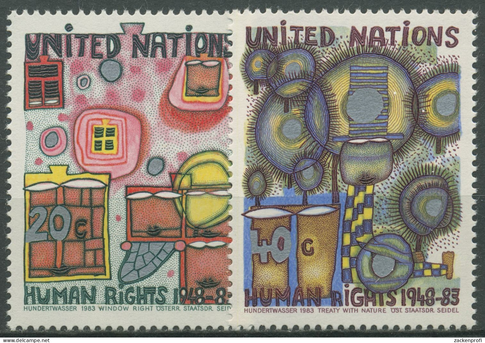 UNO New York 1983 Menschenrechte F. Hundertwasser Gemälde 438/39 Postfrisch - Nuovi