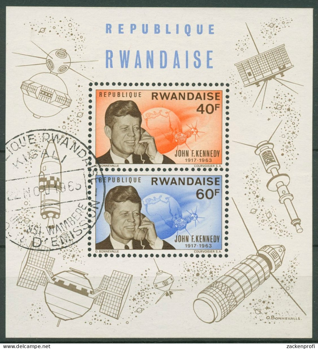 Ruanda 1965 2. Todestag Von John F. Kennedy Block 5 A Gestempelt (C29399) - Gebraucht