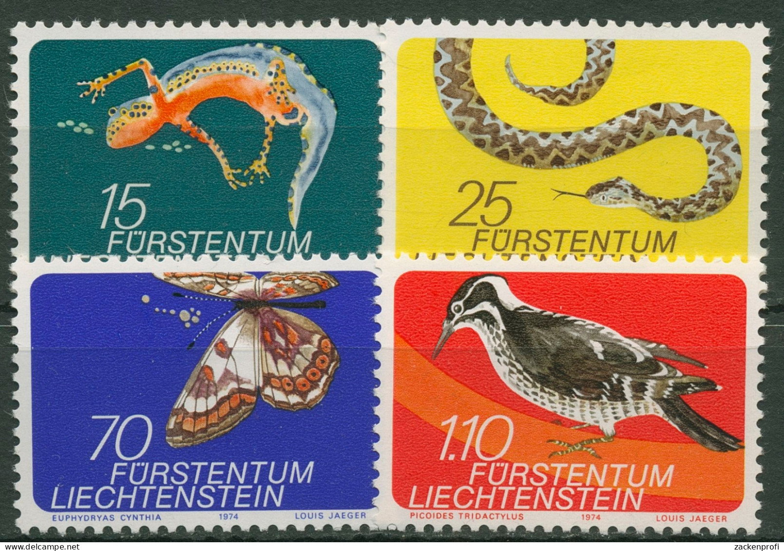 Liechtenstein 1974 Tiere Kleintiere Alpenbiotop 609/12 Postfrisch - Ungebraucht
