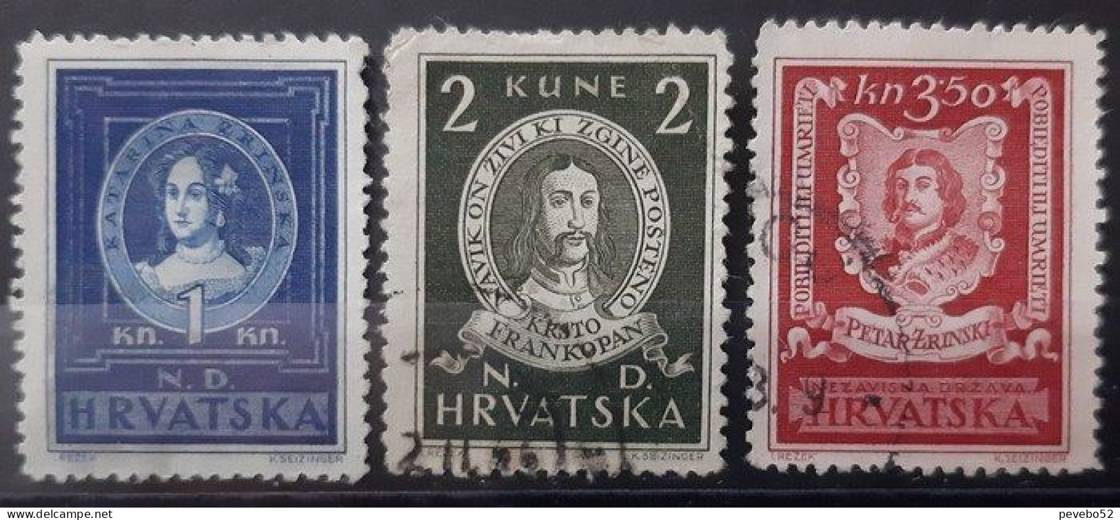 CROATIA 1943 Famous Croatians USED - Kroatien